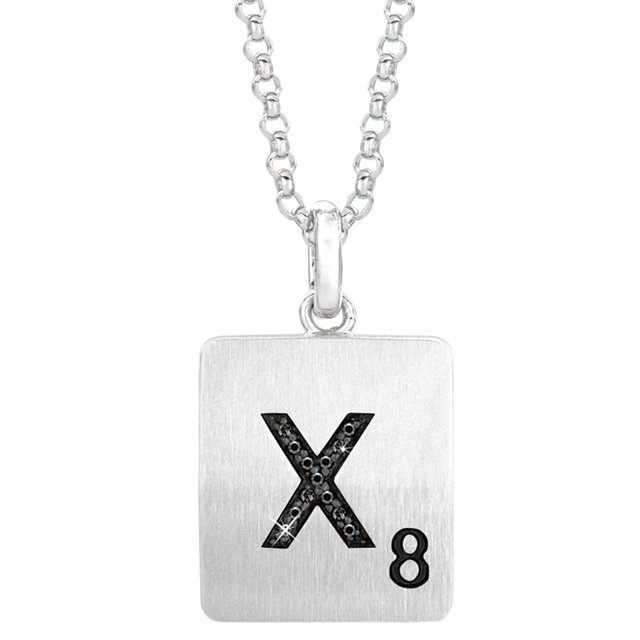 Scrabble Black Diamond Letter X Pendant